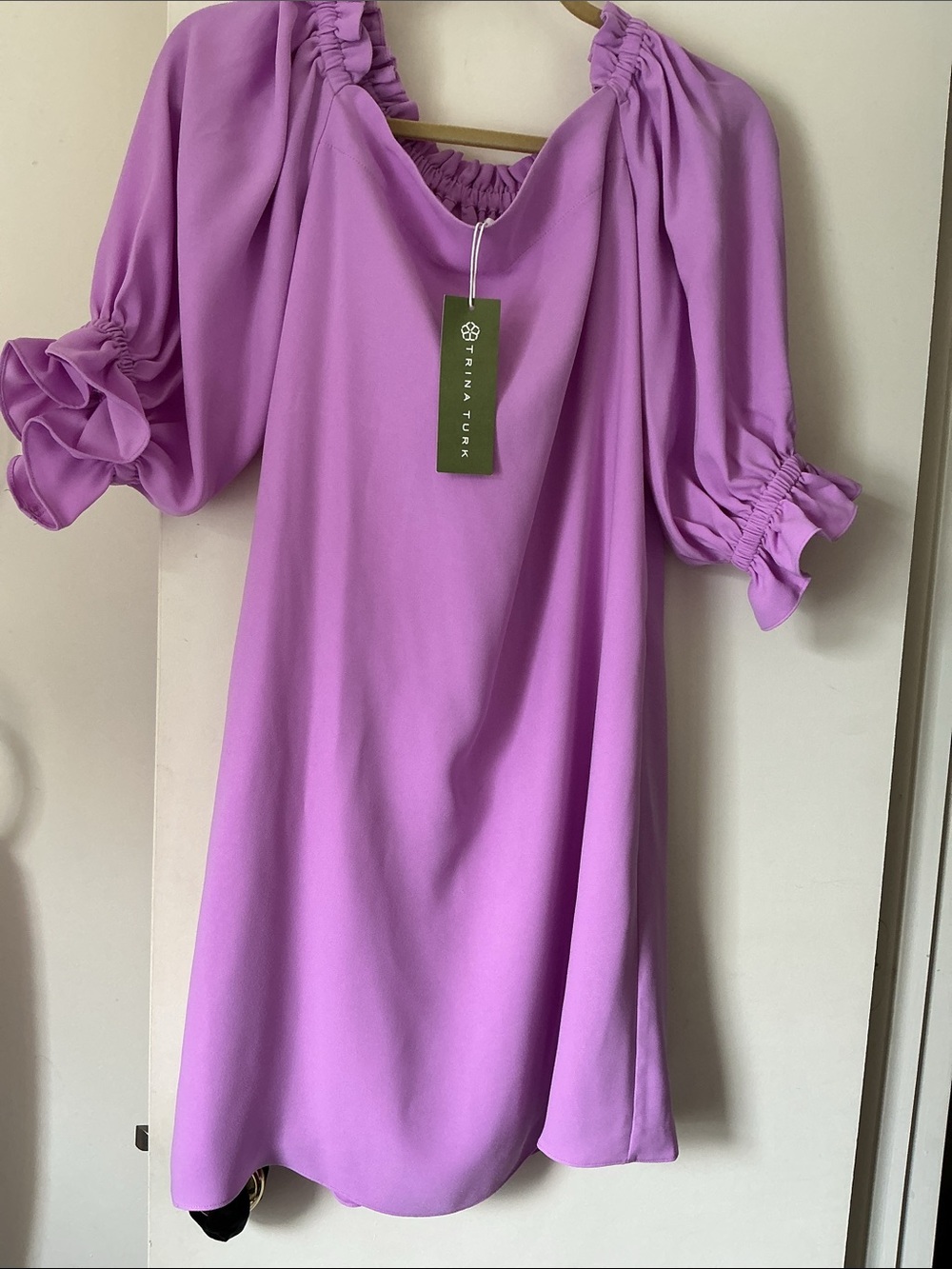 TRINA TURK EQUINOX Lilac Off-Shoulder Dress - Picture 1 of 8